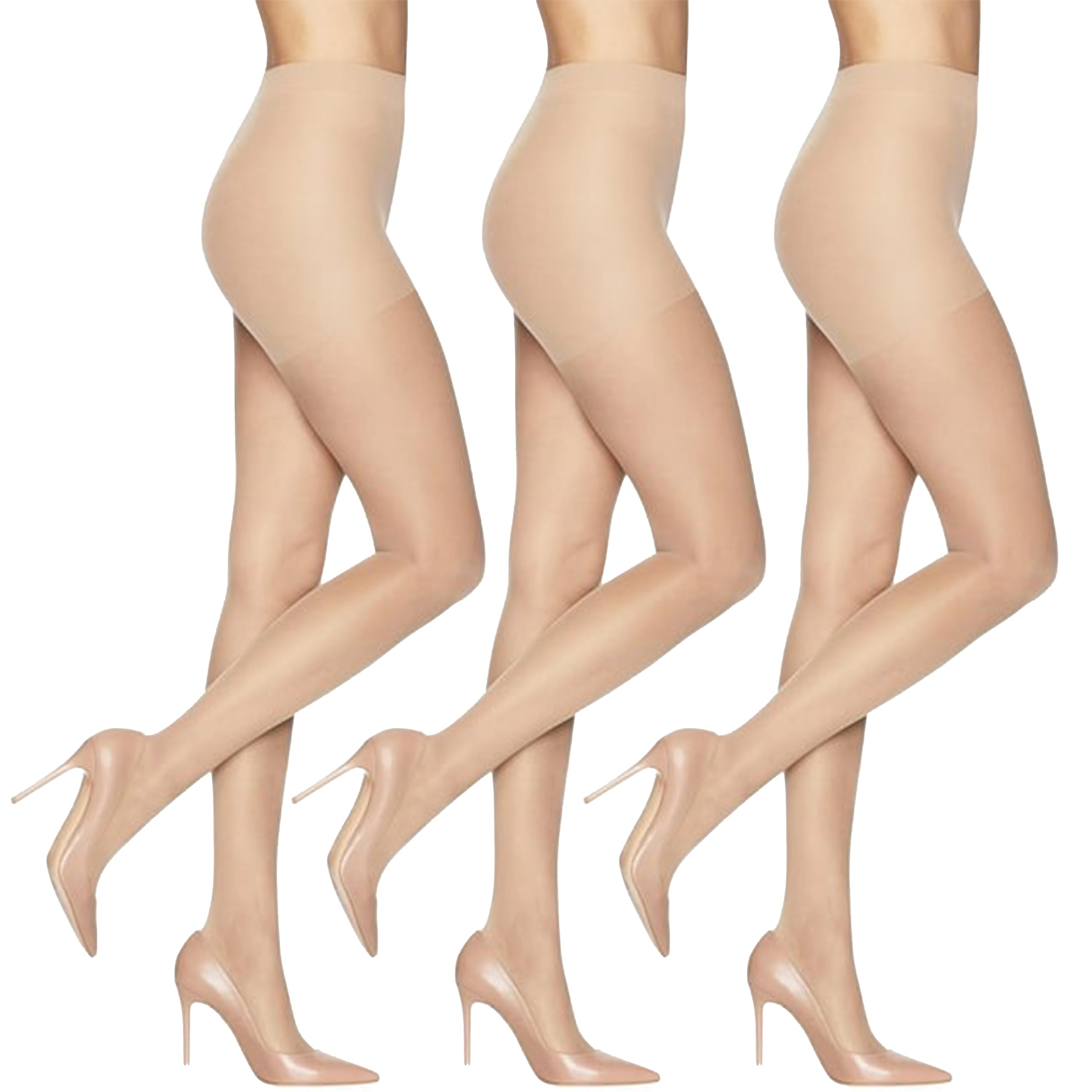 L'eggs Sheer Energy Medium Support Women's Compression Tights, Control Top, Sheer Toe, Nude, Size Q+ (Pack of 3)