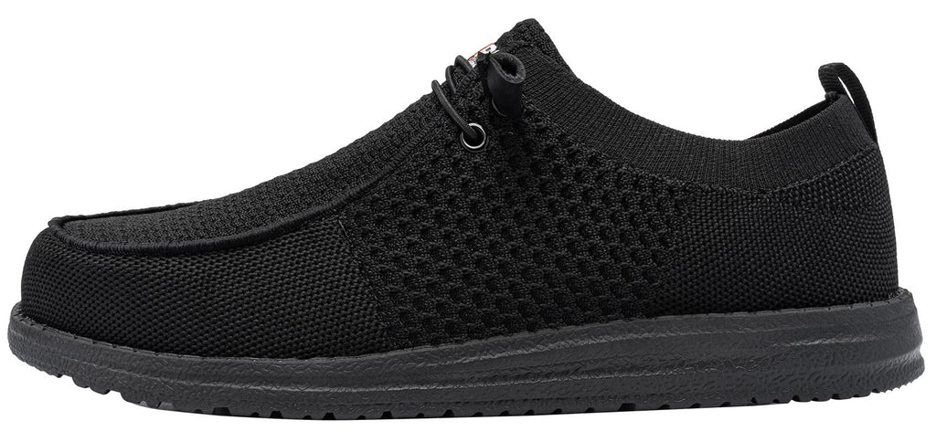 LARNMERN Wide Steel Toe Slip On Shoes Women Loafers Lightweight Comfortable Walking Safety Work Flats Sneakers(8.5 Women, Black)