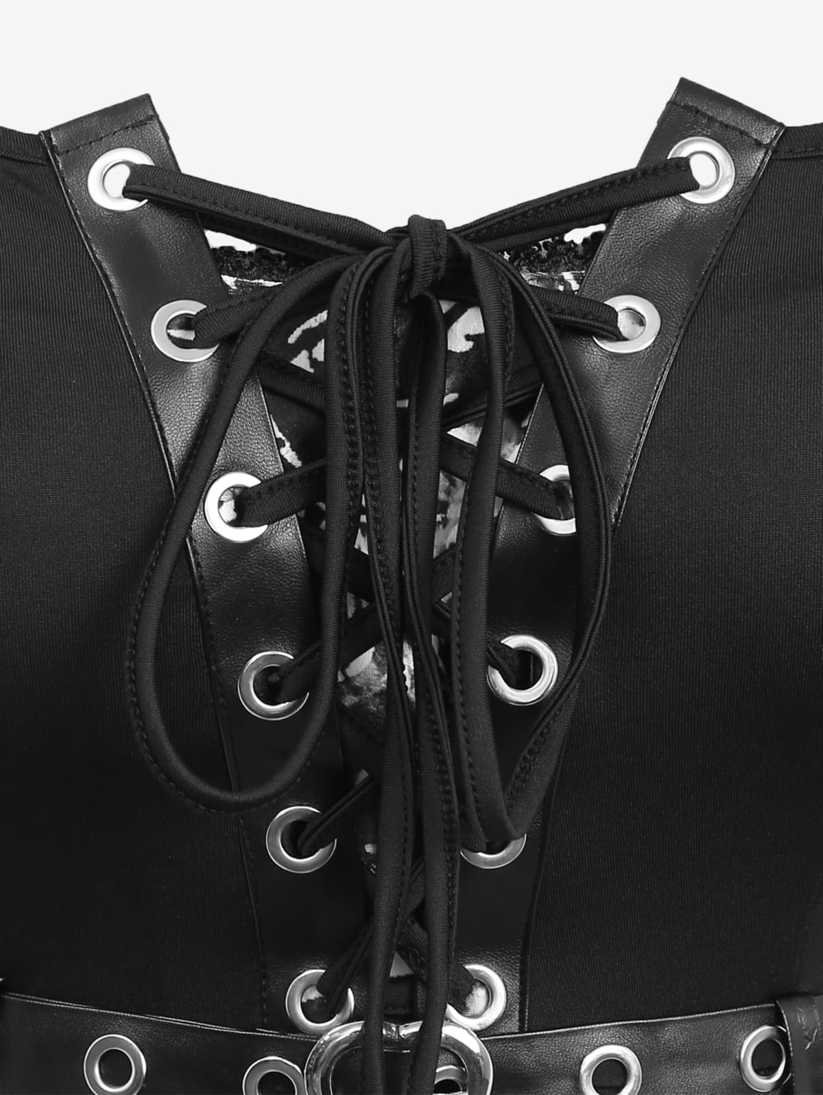 ROSE GAL Women Plus Size Sun Moon Star Goth Dress Chains Lace-up Grommet Sleeveless Midi Dress Overlay Handkerchief Punk Dress with Belt(Black_1/1X)