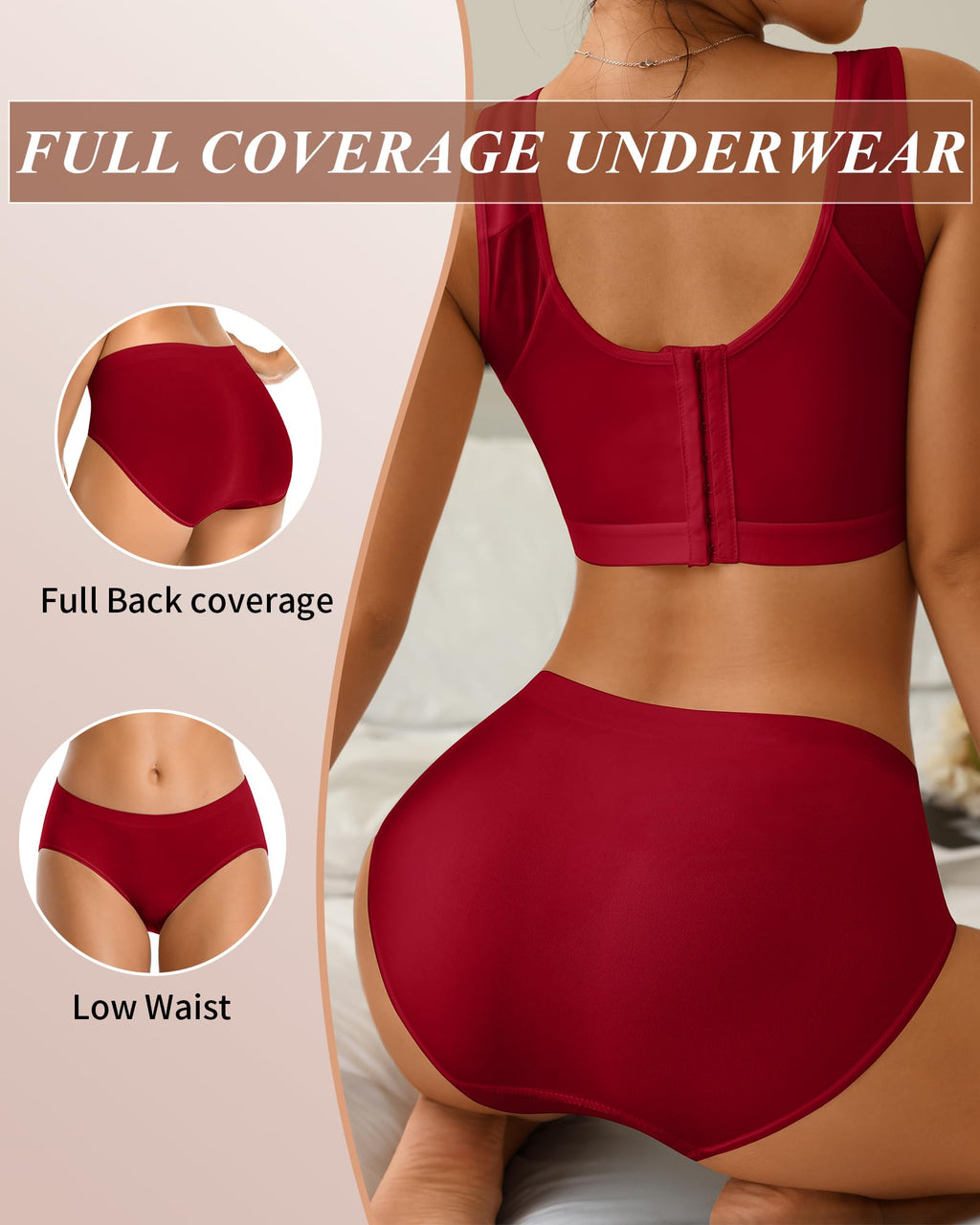 CULAYII Cotton underwear for women Seamless Breathable Briefs Soft Stretch Low Waisted Womens Sports panties Moisture Wicking Underwear Packs Woman Size M-L