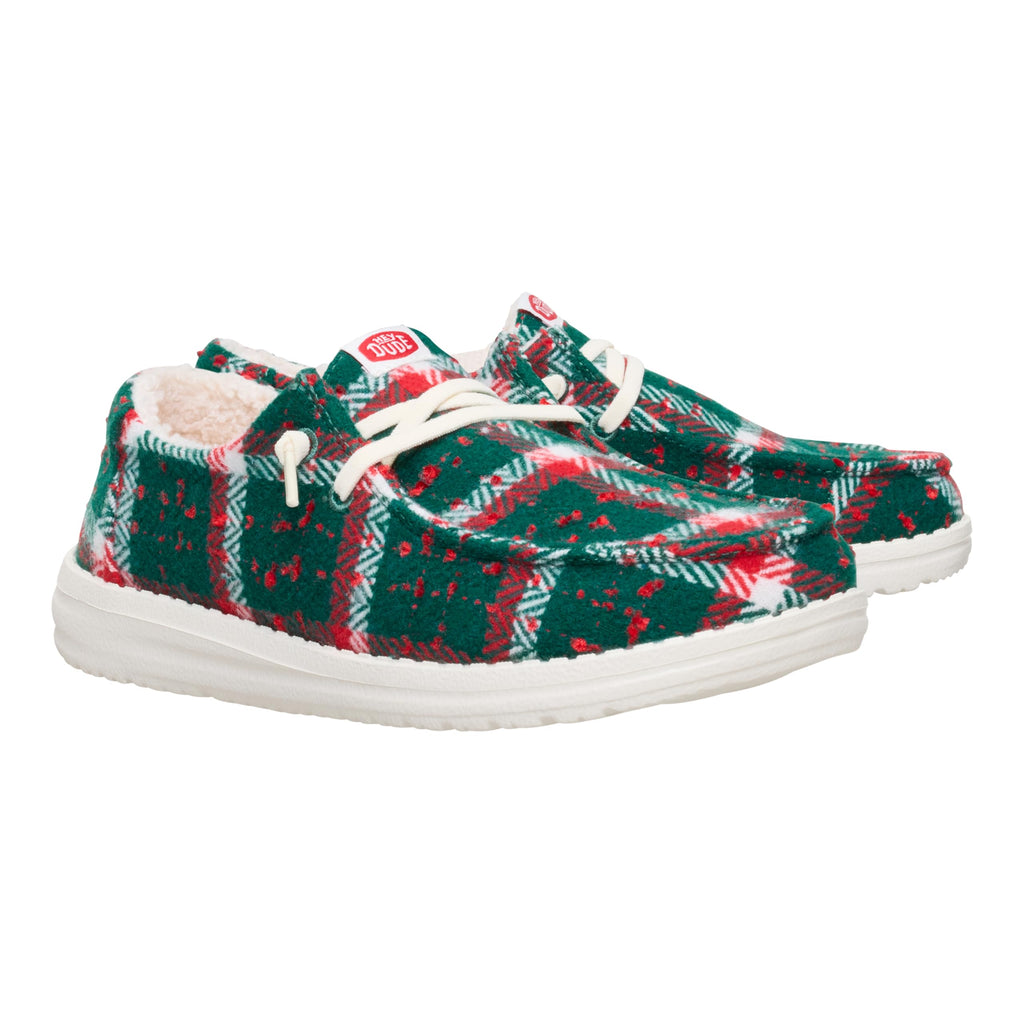 HEYDUDE Wendy Confetti Plaid Cozy Red/Green/Multi Size 8, Women’s Shoes, Slip-on Loafers, Comfortable & Light-Weight