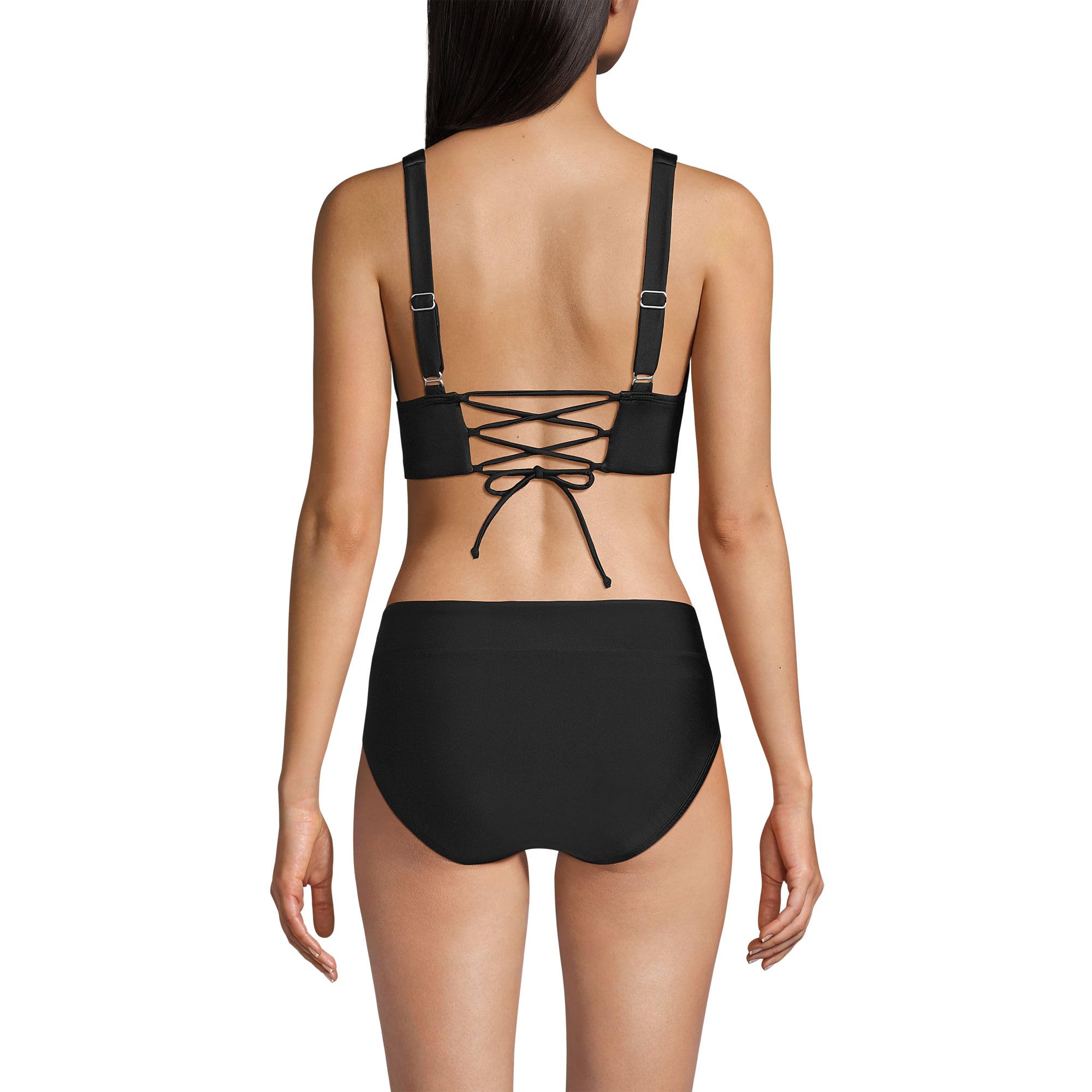 Lands' End Women's Plunge Bikini Top Small Black