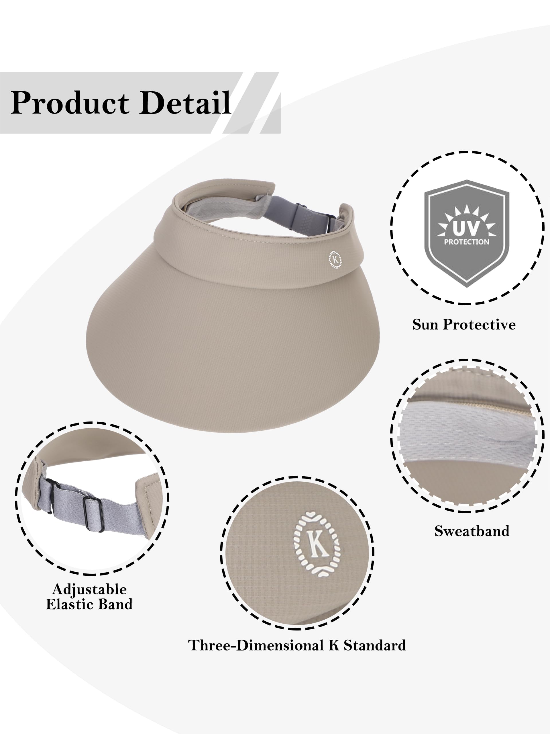 LA CARRIE Women Sun Hats Detachable Wide Brim UV Protection UPF 50+ Summer Beach Visor for Outdoor Sports(Khaki)