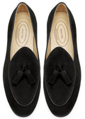 Journey West Men's Tassel Slip-on Loafer Belgian Suede Loafers Casual Leather Shoes for Men Black US 9