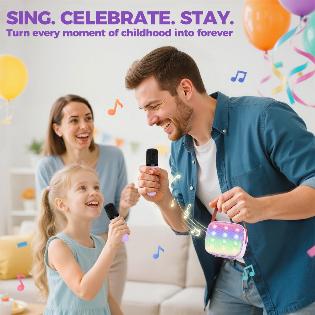YLL Karaoke Machine for Kids, Portable Mini Speaker with 2 Wireless Microphones, 2026 TOP Kids Gifts for Girls Ages 3, 4, 5, 6, 7, 8, 9, 10, 12 +Years Old, 4-12th Birthday Present Toy Party (Purple)