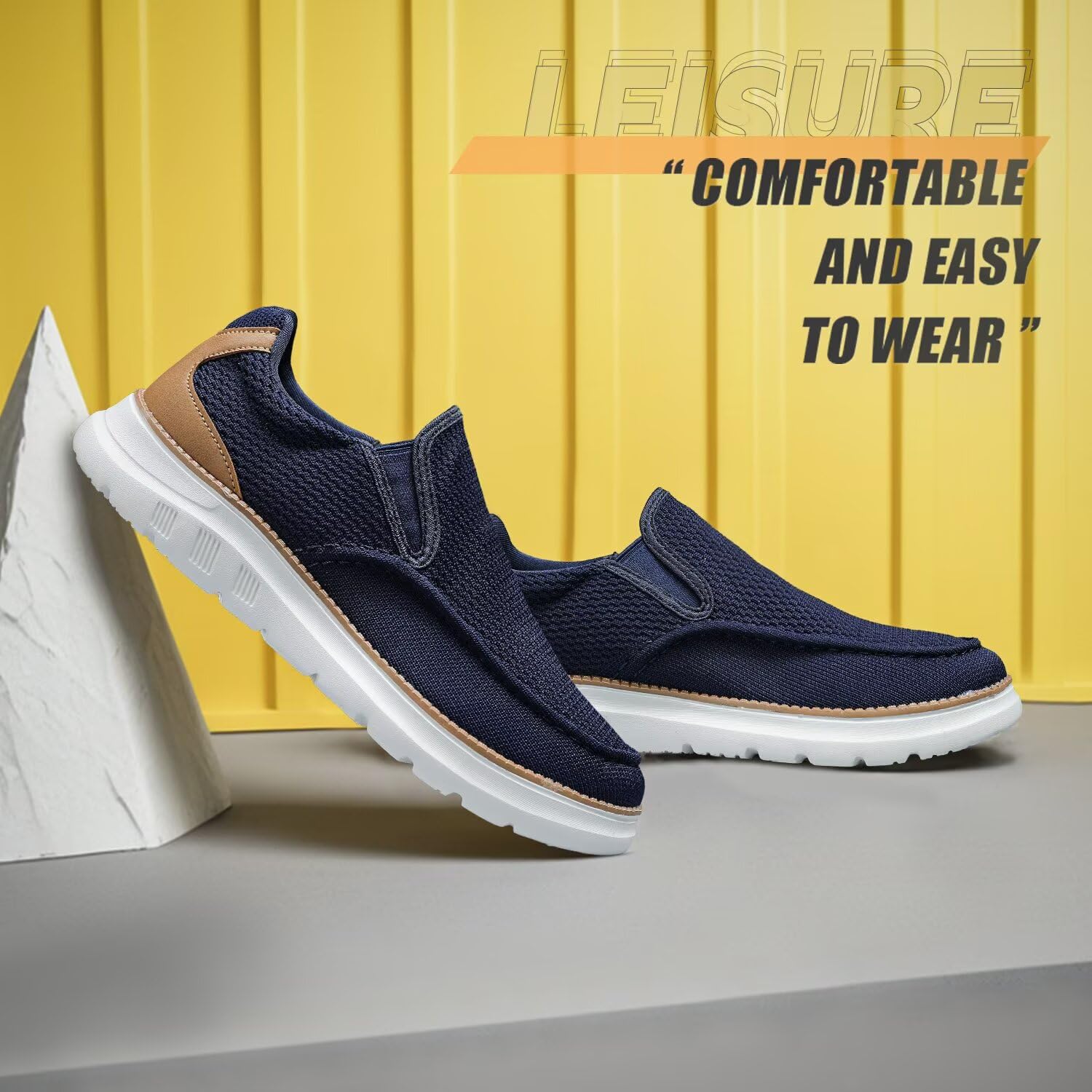 Mens Loafers Slip On Boat Shoes Casual Walking Dress Sneakers Mesh Business Oxfords Work Lightweight Soft Sole