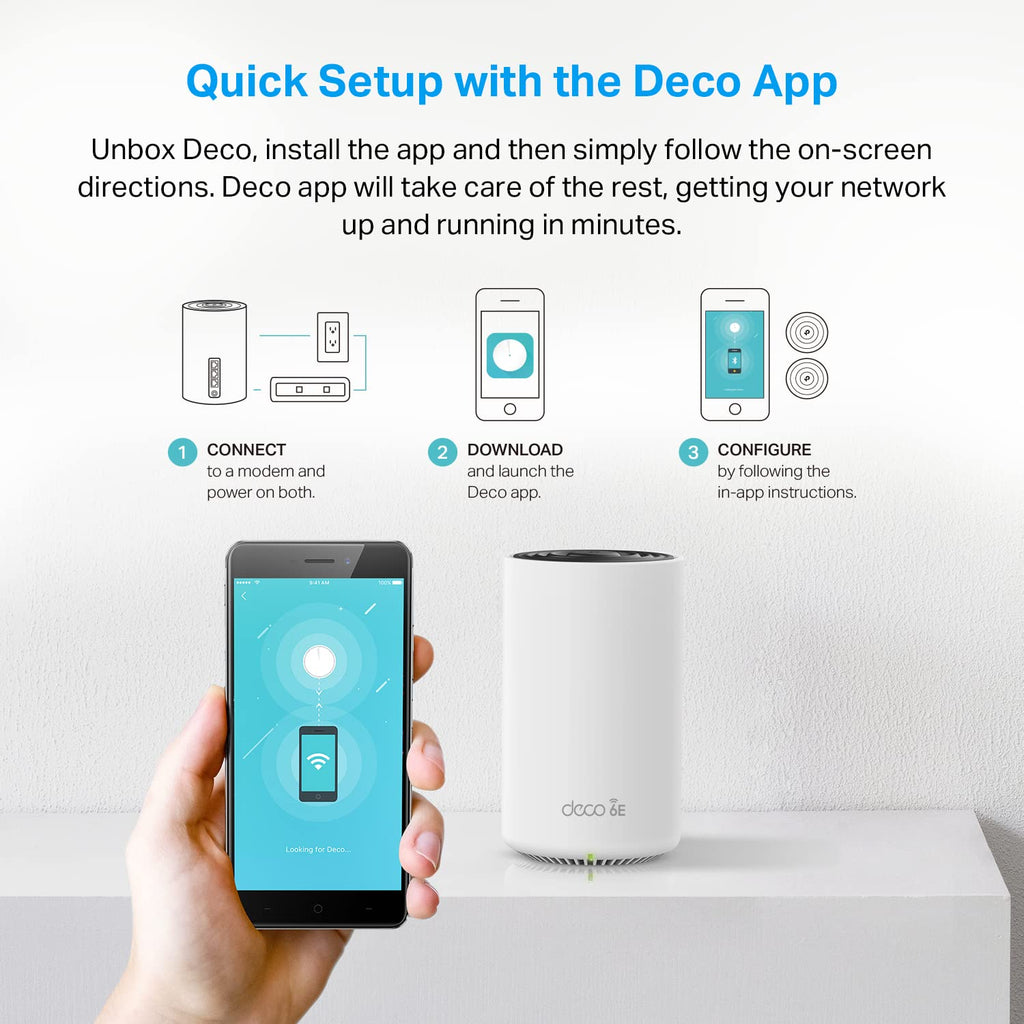TP-Link Deco XE75 Pro AXE5400 Tri-Band WiFi 6E Mesh System - 2.5G WAN/LAN Port, Covers up to 7200 Sq.Ft, Replaces WiFi Router and Extender, AI-Driven Mesh, 6GHz Band, 3-Pack