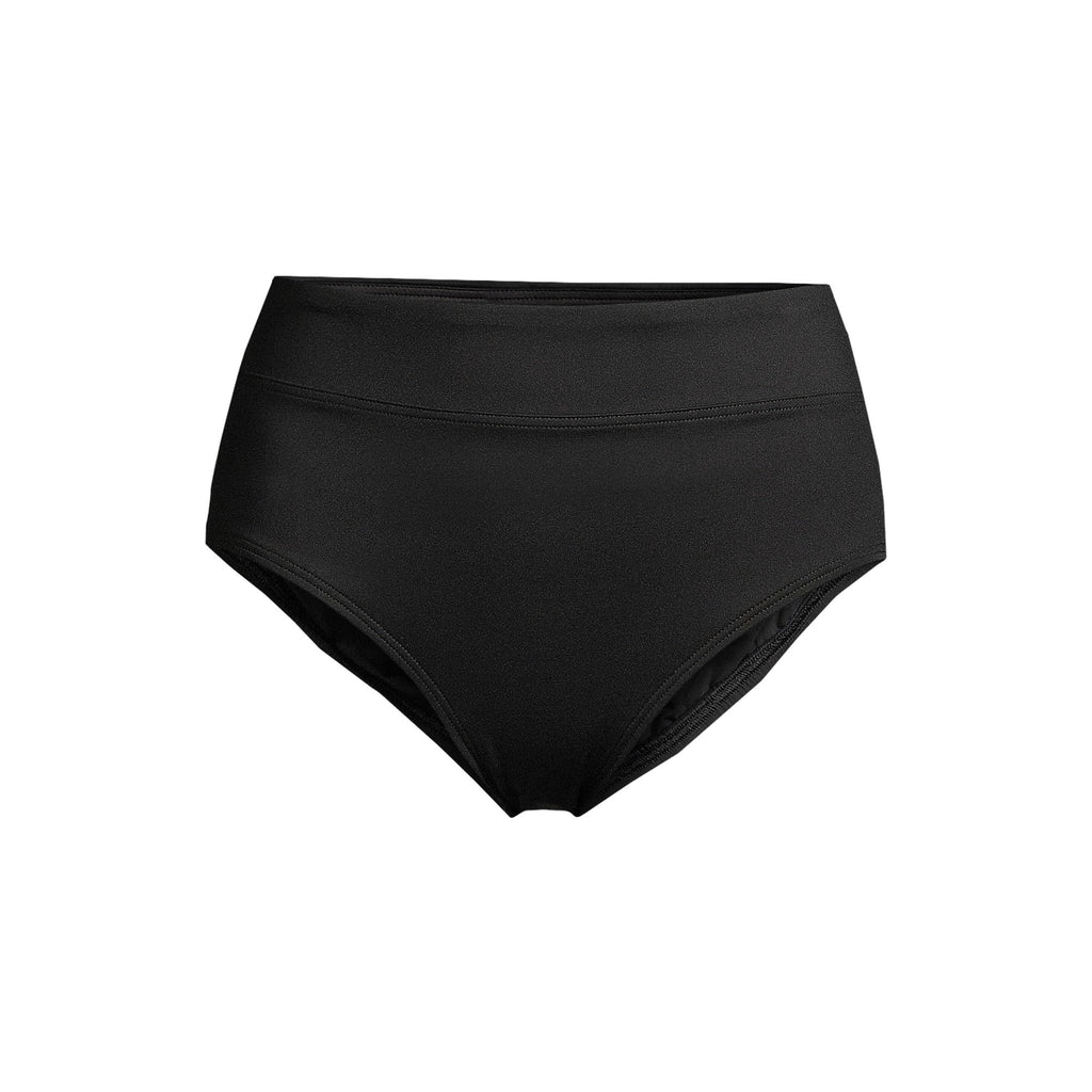 Lands' End Womens Chlorine Resistant High Waisted Bikini Bottoms Black Regular 8