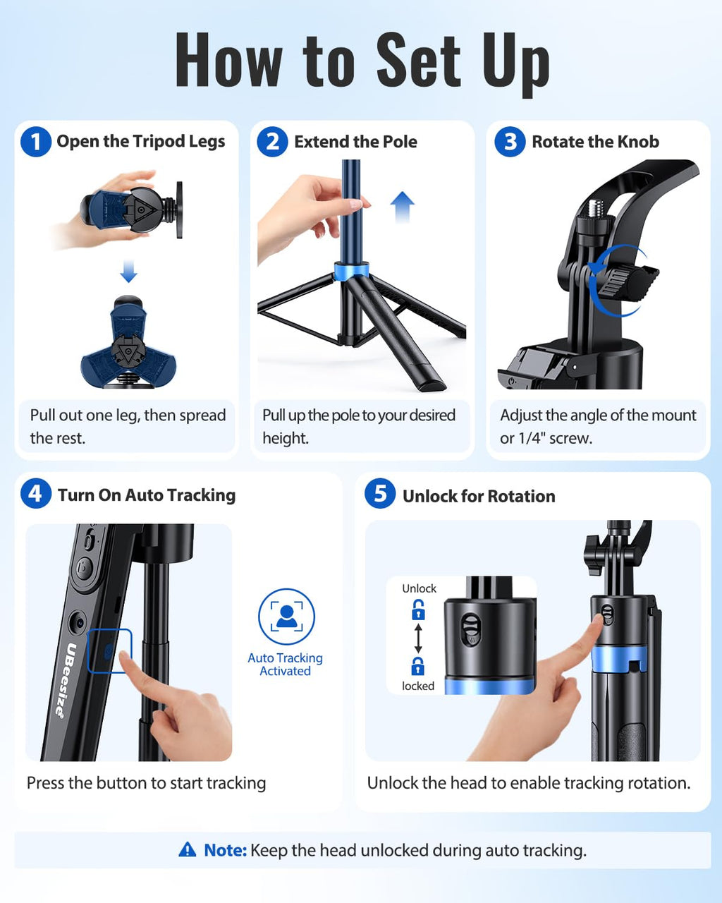 UBeesize 72” Auto Face Tracking Tripod for iPhone, MagSafe Selfie Stick with Remote, 360° Magnetic Phone Stand with Gesture Control for TikTok, Live Stream & Vlogging