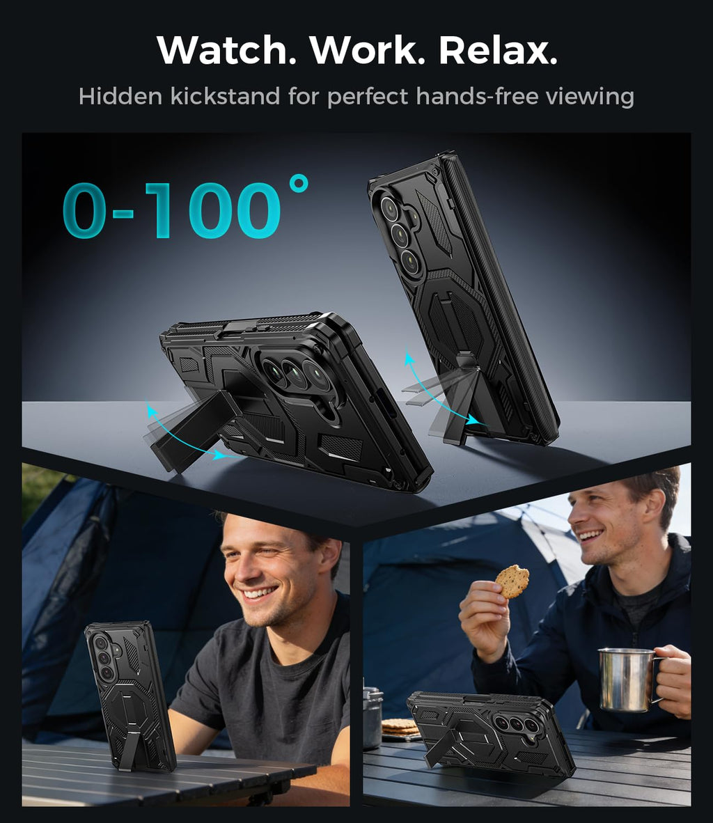 for Samsung Galaxy Z Fold 8 Ultra Case with Invisible Kickstand, Black