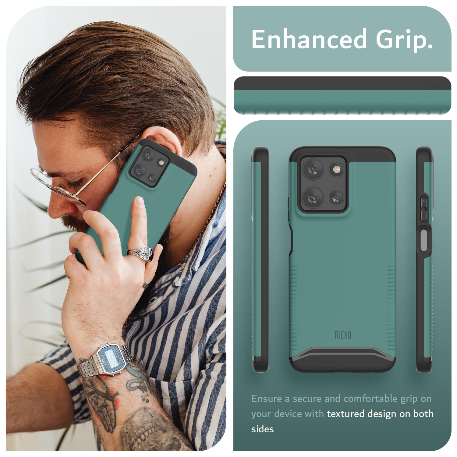 TUDIA Merge for Motorola Moto G 2025/2026 Case & Moto G Play 2026/2025 Phone Cases - [Military-Grade Drop Tested] Dual-Layer Shockproof Slim Grip Cover - Hunter Green