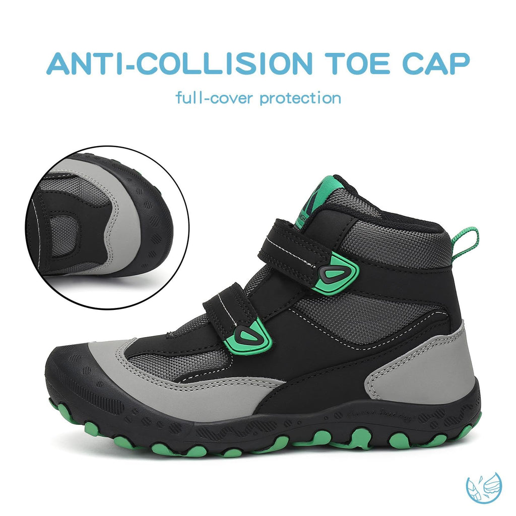 Mishansha Kids Boys Hiking Shoes Lightweight Anti Slip Outdoor Trekking Walking Running Ankle Boots for Christmas Sneakers Black/Green/Gray 13 little_kid