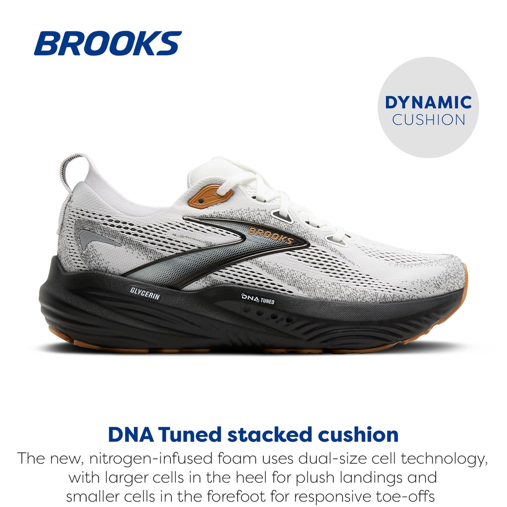 Brooks Men’s Glycerin 22 Neutral Running Shoe - White/Grey/Black - 12.5 Medium