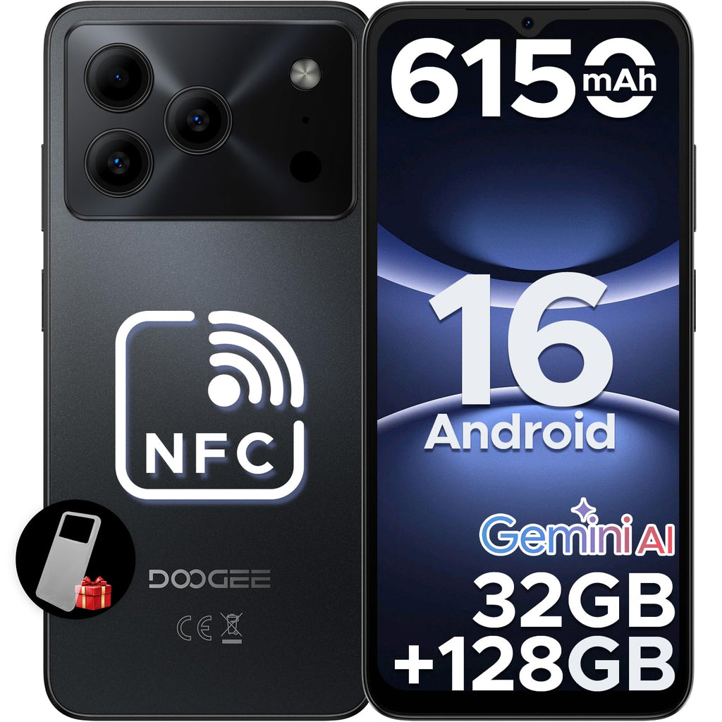 DOOGEE Note 56 Pro Android 16 Unlocked Phone with Gemimi AI,32GB+128GB/2TB Cell Phone,6150mAh Battery,6.56''HD+90Hz IPS,Dual SIM Octa Core Smartphone,Dual Camera/8.45mm Ultra-Slim/NFC/OTG/Face ID