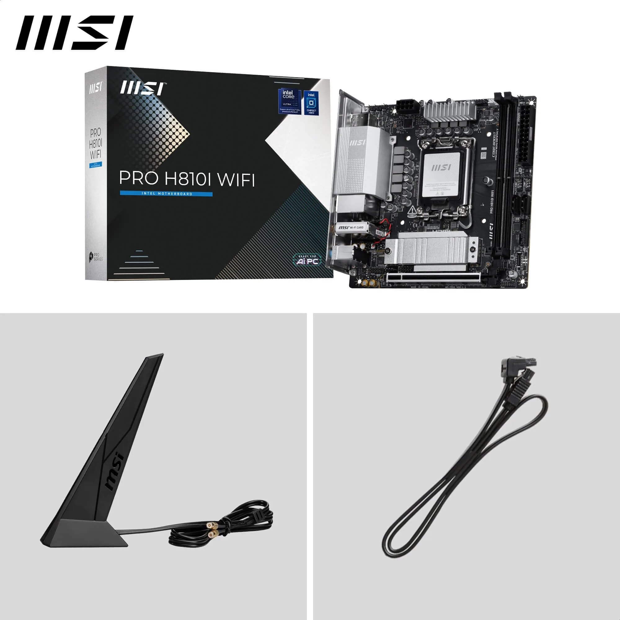 MSI PRO H810I WiFi Motherboard, ITX - Supports Intel Core Ultra Processors (Series 2), LGA 1851 - DDR5 Memory Boost (6400 MT/s MAX), PCIe 5.0 x16, M.2 Gen4, 2.5G LAN