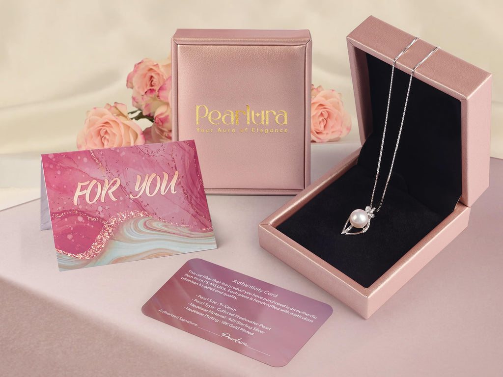 Gifts For Wife Wedding Anniversary - Mothers day gifts - AAA+ Real Pearl Necklaces For Women (18k Gold Plating 925 Sterling Silver) Mothers day necklace ideas Birthday Freshwater Pearl Necklace