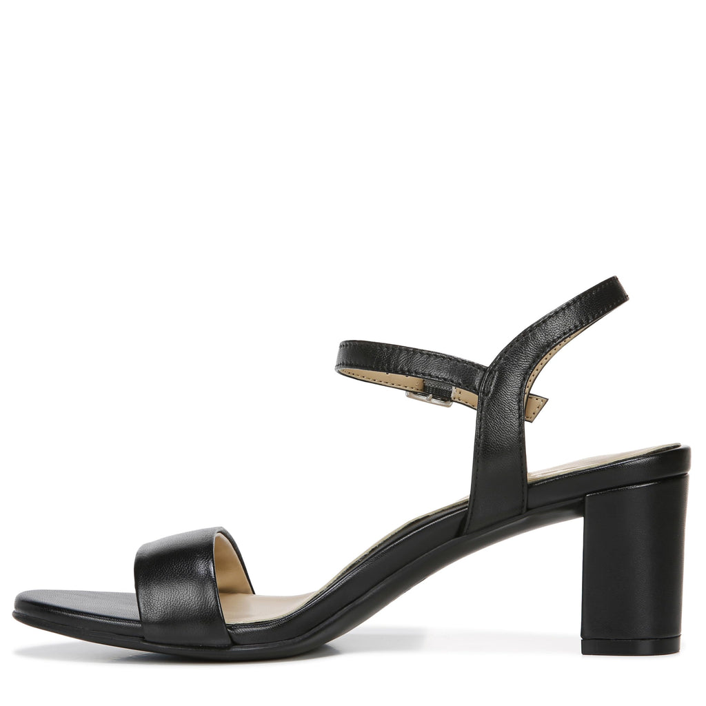 Naturalizer Womens Bristol Ankle Strap Chunky Block Heel Dress Sandal ,Black Smooth ,8.5M