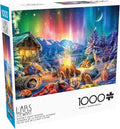 Buffalo Games Silver Select - Winter’s Night Bonfire by Lars Stewart, 1000 Piece Winter Jigsaw Puzzle for Adults with Foil-Accented Poster, Premium Puzzle Gift