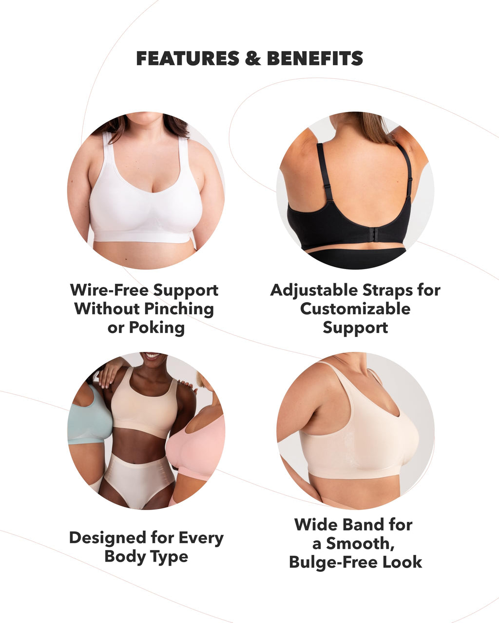 SHAPERMINT Bras for Women No Underwire - Seamless Bras for Women, Wireless Bra, Adjustable Plus Size Bra Black