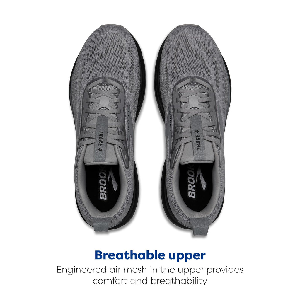 Brooks Men’s Trace 4 Neutral Running Shoe - Grey/Black/Ebony - 11 Medium