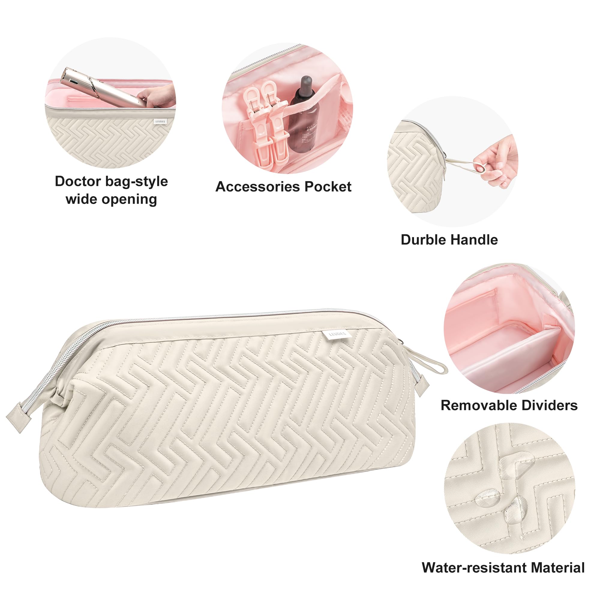 Leudes Hair Tools Travel Bag for Shark Flexstyle Carrying Case Portable Shark Hair Air Wrap Dryer Case Waterproof Dustproof Flat Curling Iron Travel Organizer (Beige)