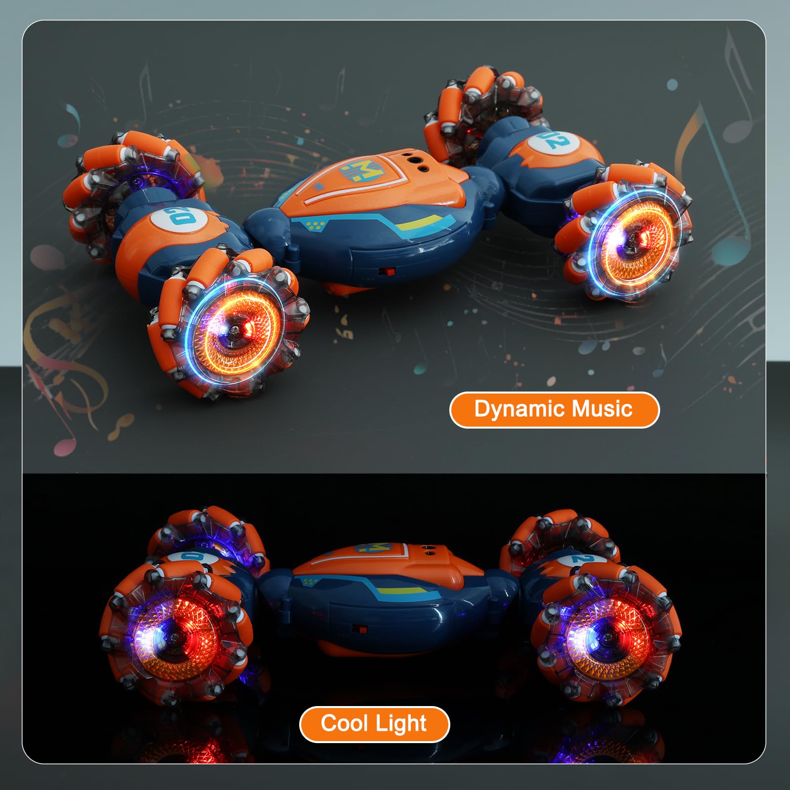 Gesture Sensing RC Stunt Car - Boys Girls Toys Age 6-8-12, 4WD Hand Controlled Remote Control Twist Car with Light & Music,Cool Birthday presents and Ideas Gifts for Kids Age 6 7 8 9 10 11 12 YearsOld