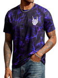 Hardaddy Men's Casual Tie Dye T-Shirts Short Sleeve Round Neck Graphic Tee Rock Band Tee Shirts Purple Black XL