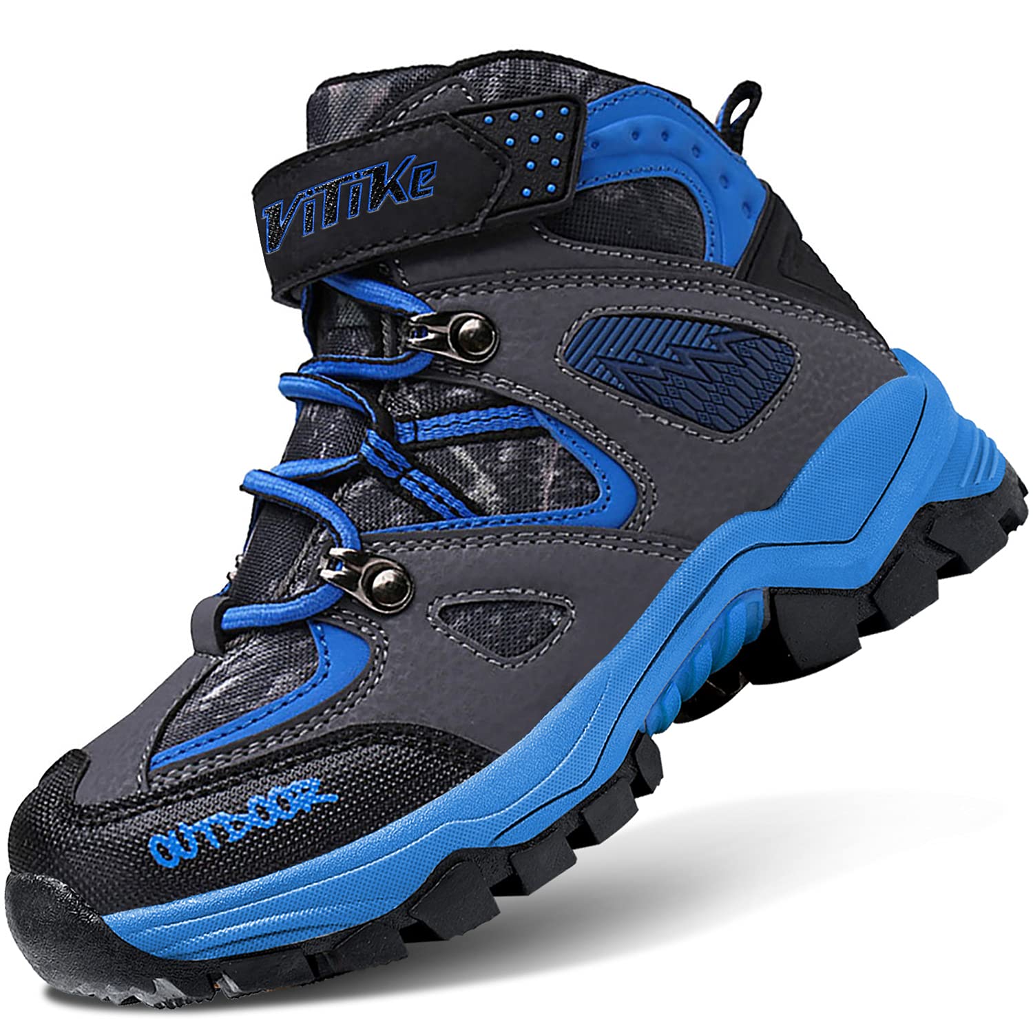 Littleplum Boys Snow Boots Winter Waterproof Antiskid Boots Hiking Outdoor Shoes for Kids(Toddler/Little Kid/Big Kid) Black Blue Big Kid Size 5.5
