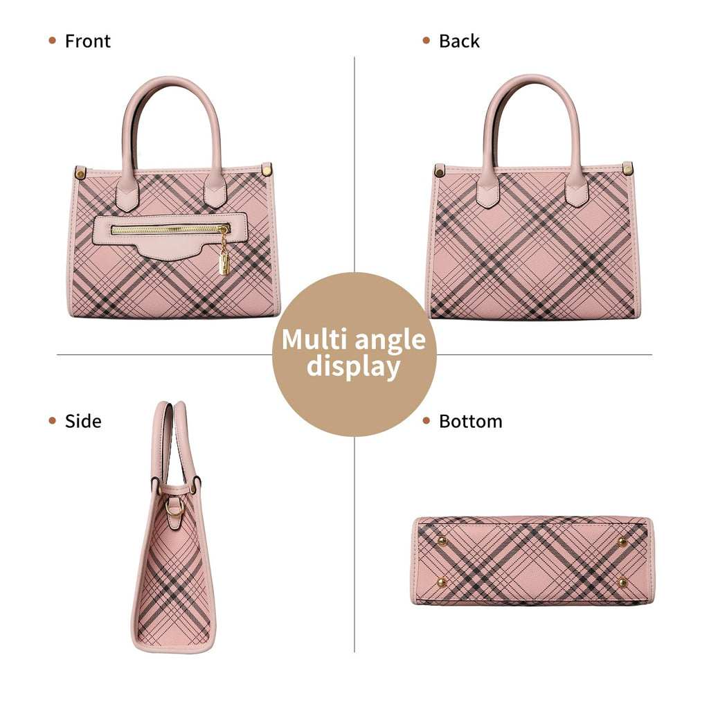 Purses and Handbags for Women, 3Pcs Women's Handbags Fashion PU Leather, Tote Shoulder Top Handle Satchel Purse Bags Adjustable Strap Work Satchel with Wallet (pink)