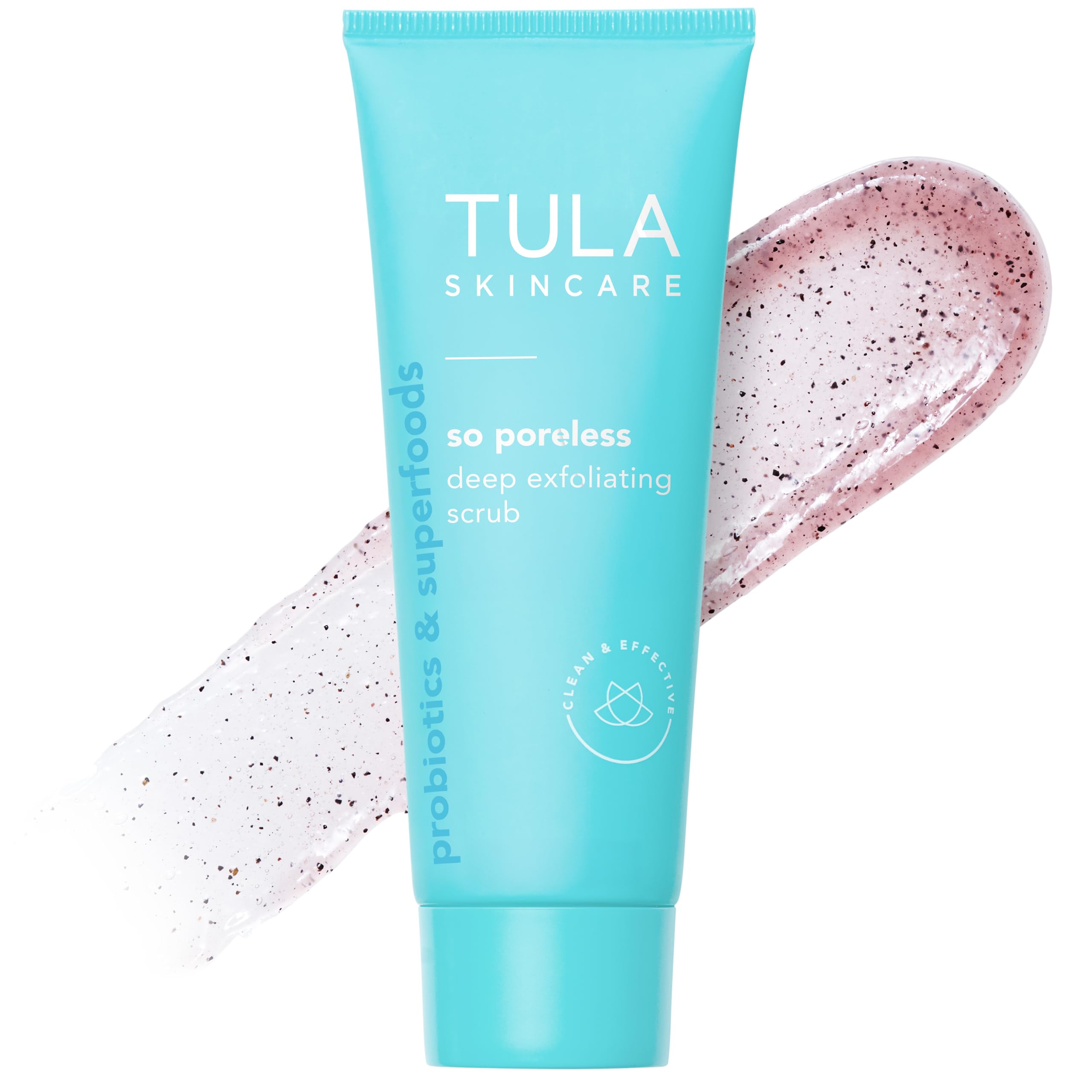 TULA Skin Care So Poreless Exfoliating Blackhead Scrub - Powerful and Gentle Exfoliation, Refreshing and Smoothing, Contains prebiotic Extracts, Volcanic Sand, Pink Salt, and Witch Hazel, 2.89 oz.