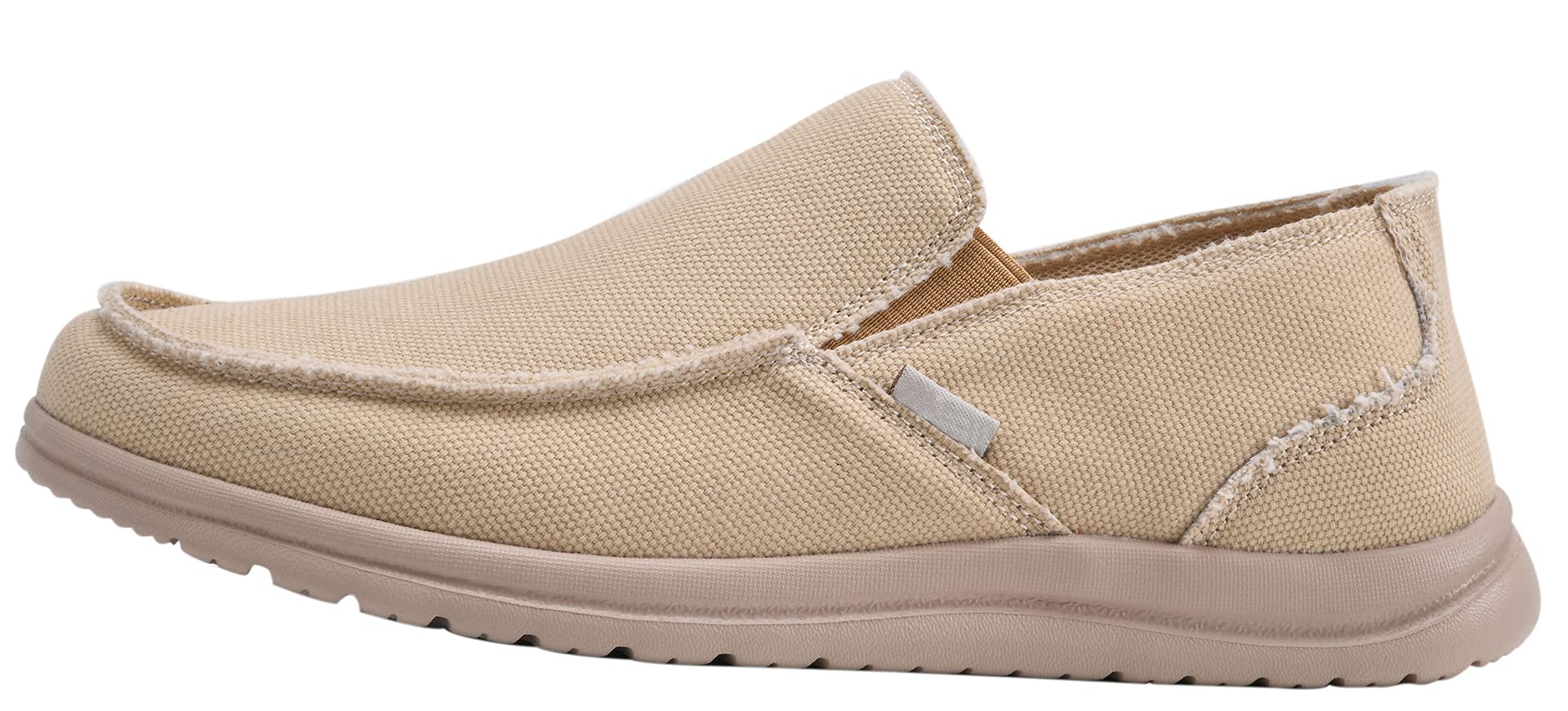 Canven Mens Canvas Slip On Loafers Deck Shoes Walking Lightweight Causal Slip-ons (Light Khaki, EU 45/US 11)