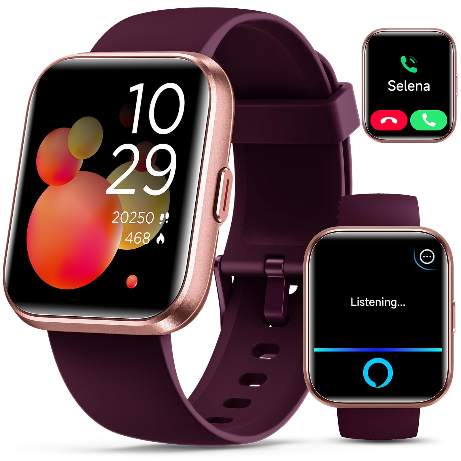 Smartwatch for Women, Compatible with Android & iPhone, 1.8'' Fitness Tracker Watch with Alexa, Call & Notification Alerts, Heart Rate & Sleep Monitor, 120 Sports Modes, Waterproof Watch for Women
