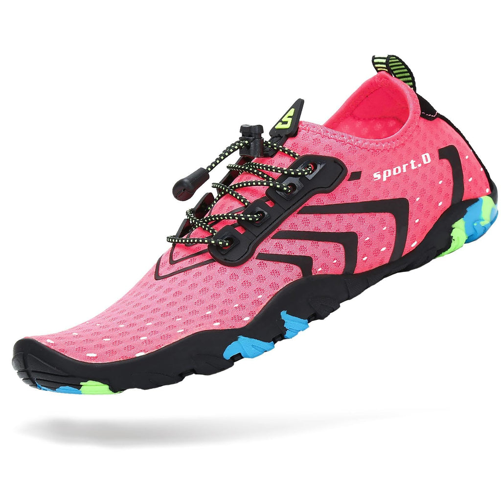 Mishansha Water Shoes for Women Men, Quick-Dry Barefoot Swim Shoes with Drainage Holes, Lightweight Aqua Shoe for Beach Pool River Boating Yoga Walking 8 Women/6.5 Men Pink