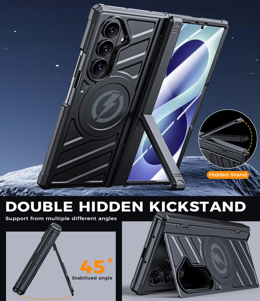 LEIAU for Galaxy Z-Fold-8 Ultra Case: Business Magnetic Phone Case [Compatible with MagSafe][Hinge Protection][Dual Kickstand] TPU+PC Cover for zfold 8 Ultra 5G 2026 Daily Life Black