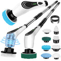 Lichffy Electric Spin Scrubber, Cordless Shower Scrubber with 8 Brush Heads with Adjustable, 2H Power Dual Speed, Power Brushes with IPX7 Waterproof for Floor, Sink, Bathroom, Tile, White-qwrx3