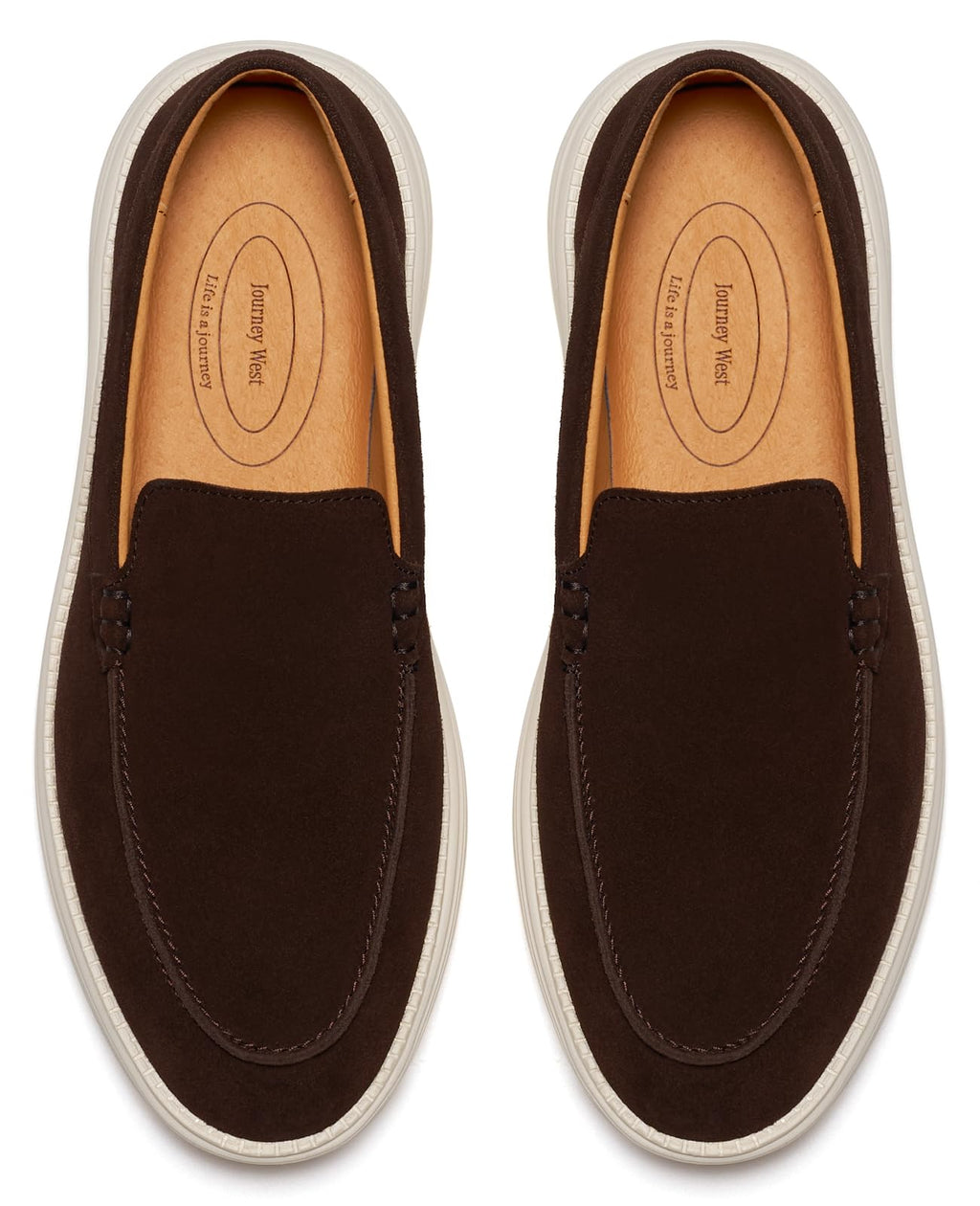 Journey West Men's Comfort Casual Slip-on Suede Leather Loafers Shoes for Men Coffee US 9