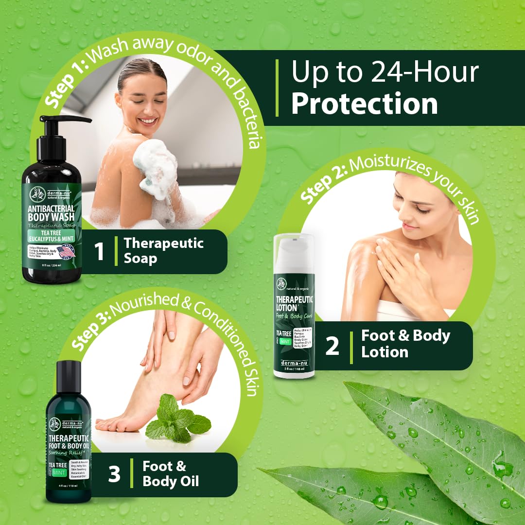 Antibacterial Body Wash - Antibacterial Soap And Tea Tree Body Wash For Jock Itch, Athletes Foot, Eczema And Back Acne - Anti Bacterial Body Soap For Men And Women Safe For All Skin Types - 8 Oz