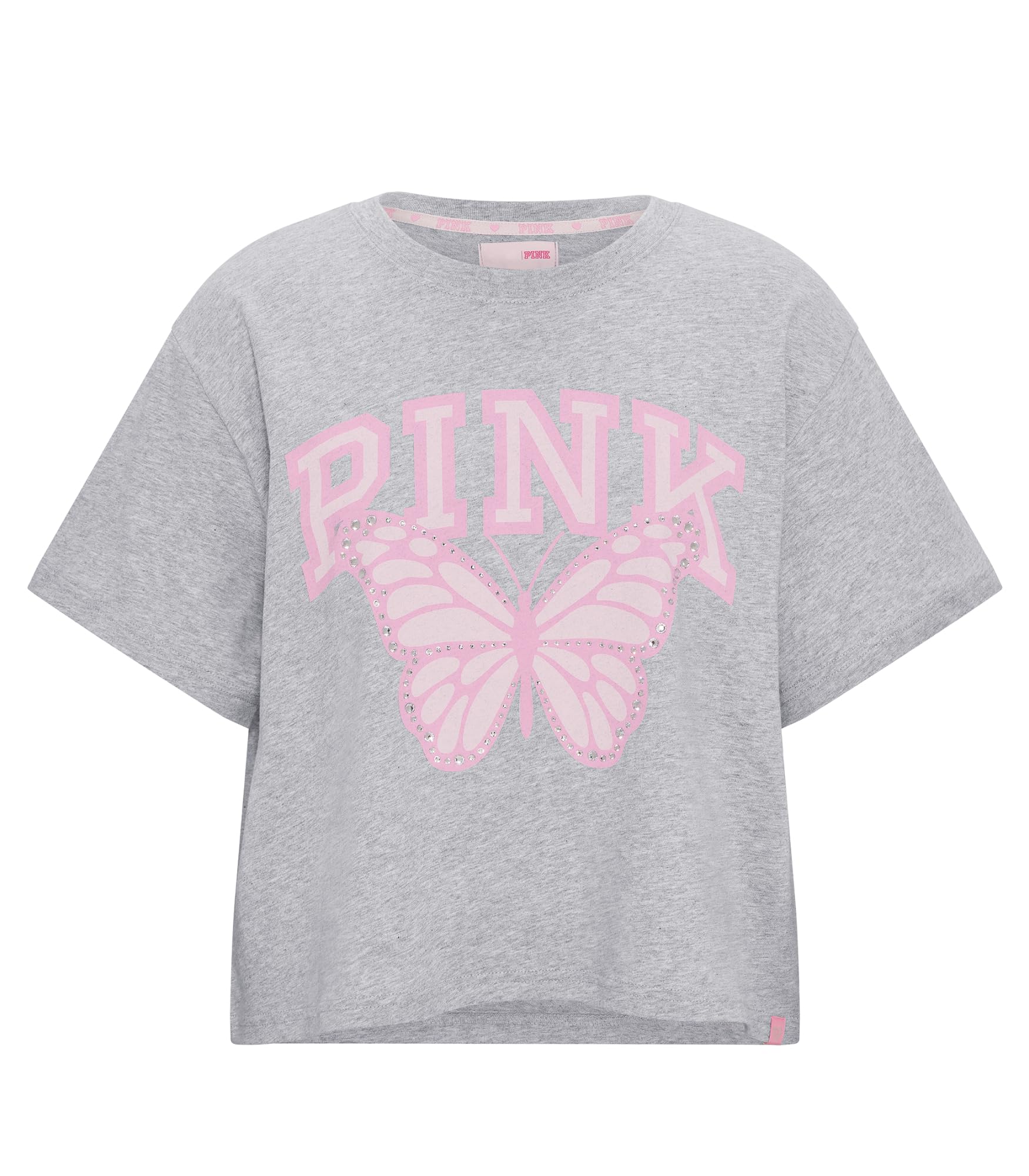 Victoria's Secret PINK | Elle Campus Cotton™ Cropped Tee, Medium Heather Grey, M