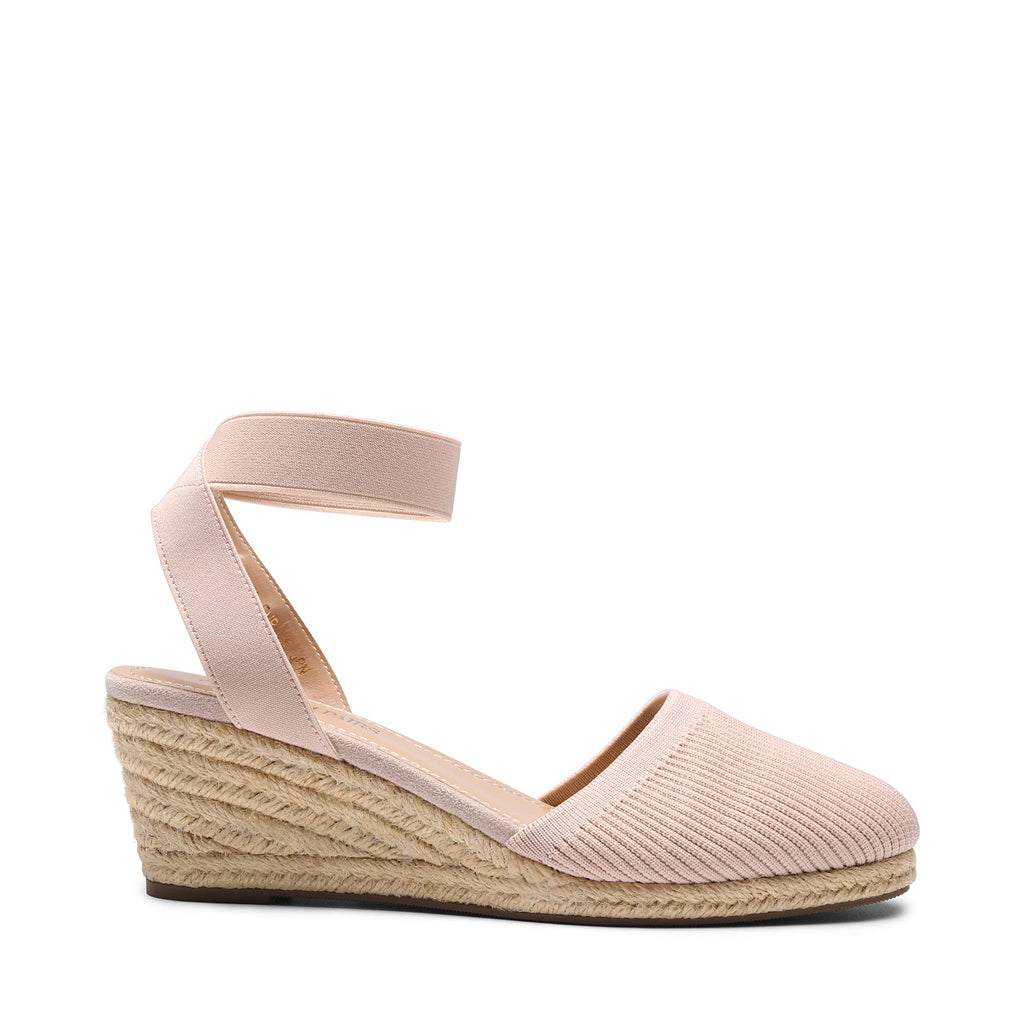 DREAM PAIRS Women's Elastic Ankle Strap Espadrilles Wedge Sandals,Size 10,Pink-Knit,AMANDA-1