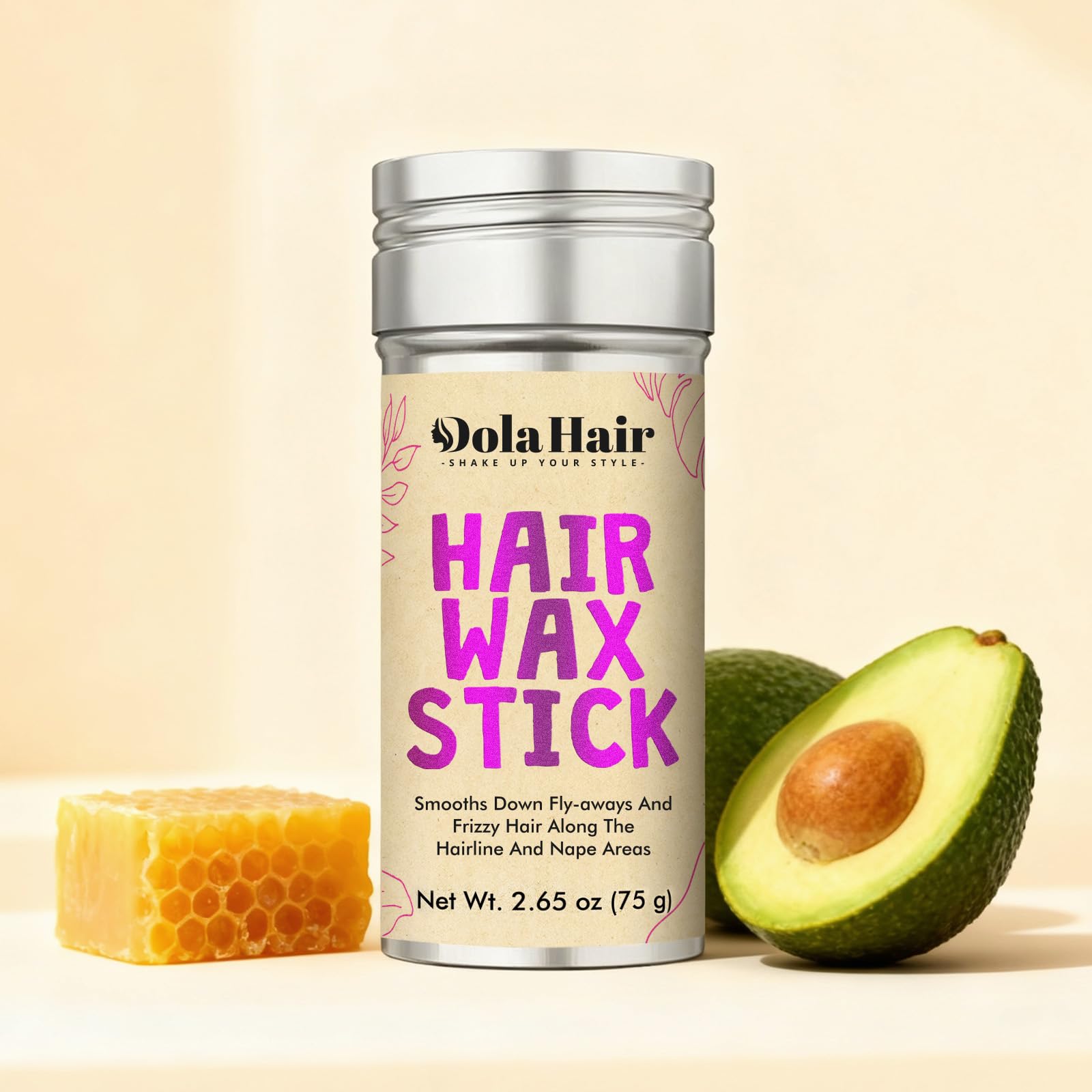 Dolahair Hair Wax Stick - Flyaway Control and Styling Pomade for Kids, Women, and Men - Accessorie Slick Back Hair Brush Kit Hair Bun Maker (Pack of 4)