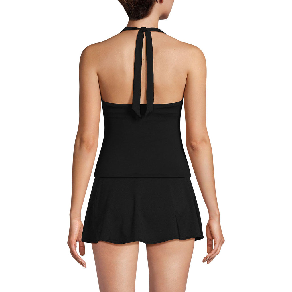 Lands' End Women's Twist Halter Tankini Top 2 Black