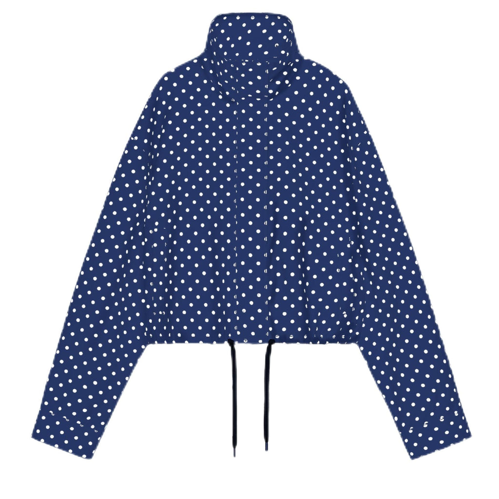 Songling Women Bomber Jacket Casual Coat Zip Up 2025 Trendy Fall Outfits Lightweight Polka Dot Puffer Jacket with Pockets(Navy,M)