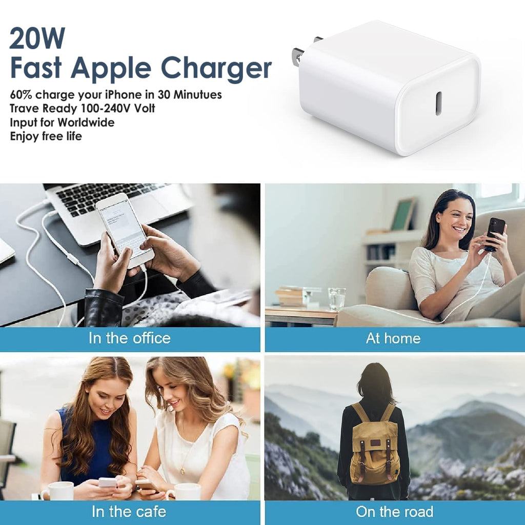 iPhone 17/16 Charger Block,【3Pack】20W USB C Wall Charger Block Fast Charging Blocks Plug Bricks PD Type C Adapter for Apple iPhone Air/17 Pro Max/16 ProMax/16Plus/15/14/13/12/AirPods/iPad Pro/Air/Mini