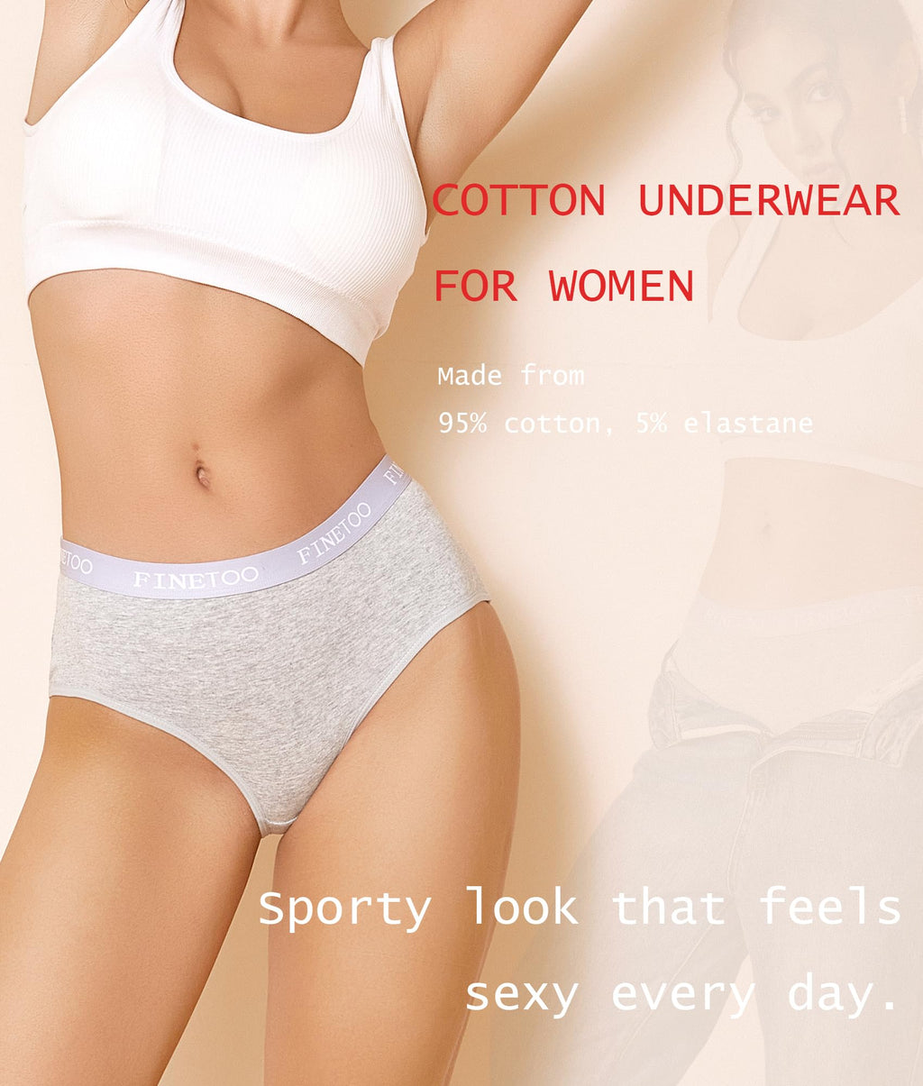 FINETOO Womens Underwear Cotton Hipster Sexy Panties Full Coverage Briefs Stretch Bikinis Comfortable Cheeky 6 Pack(S)