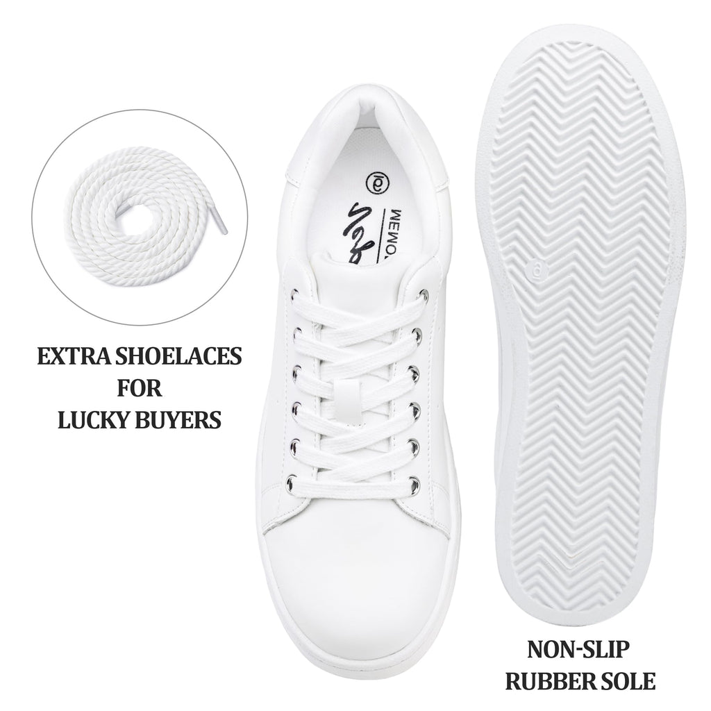 Vepose White Women's Casual Fashion Sneakers Memory Foam Cute Tennis Shoes Low Top Lace Up Comfortable Walking Footwear for Everyday Work Travel, Size 08.5 (8002 White 08.5)