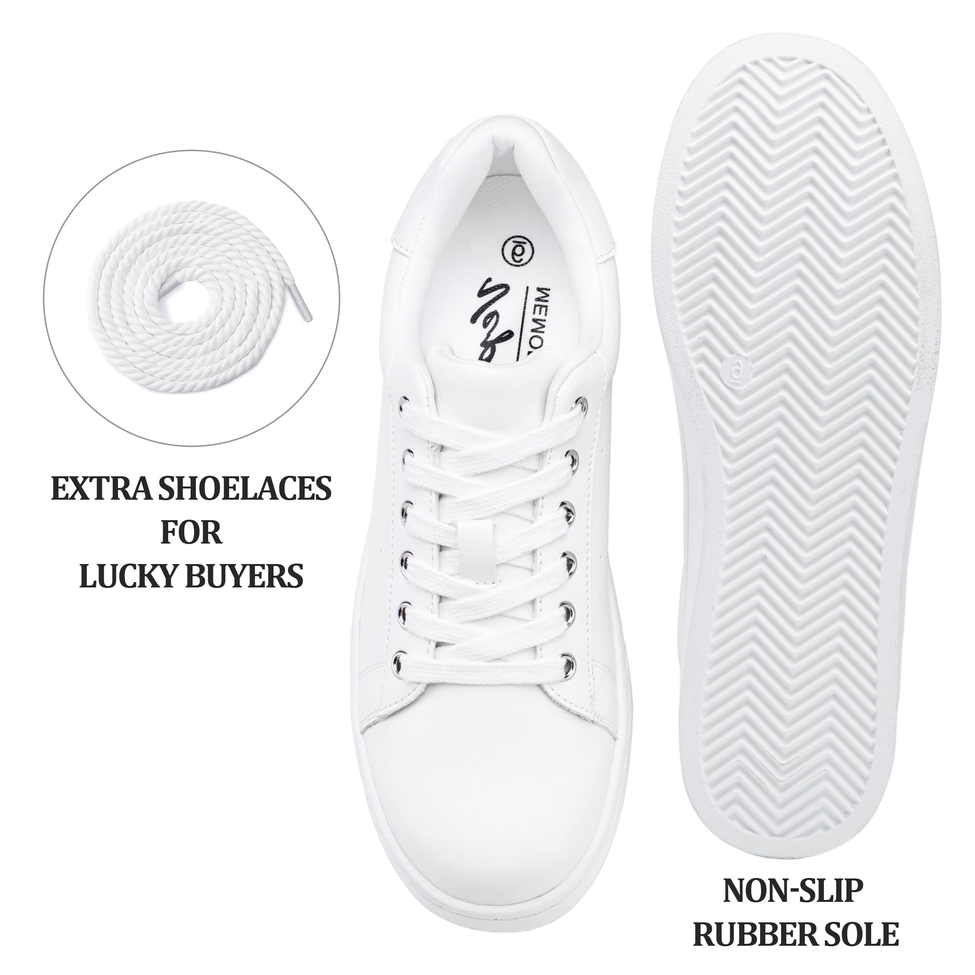 Vepose White Women's Casual Fashion Sneakers Memory Foam Cute Tennis Shoes Low Top Lace Up Comfortable Walking Footwear for Everyday Work Travel, Size 08.5 (8002 White 08.5)