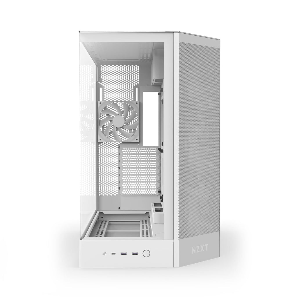 NZXT H9 Flow (2025) – Large Dual-Chamber ATX Mid-Tower Airflow PC Case – Includes 3 x 140mm & 1 x 120mm Fans – 420mm Radiator Support – Tempered Glass – Back-Connect Ready – White