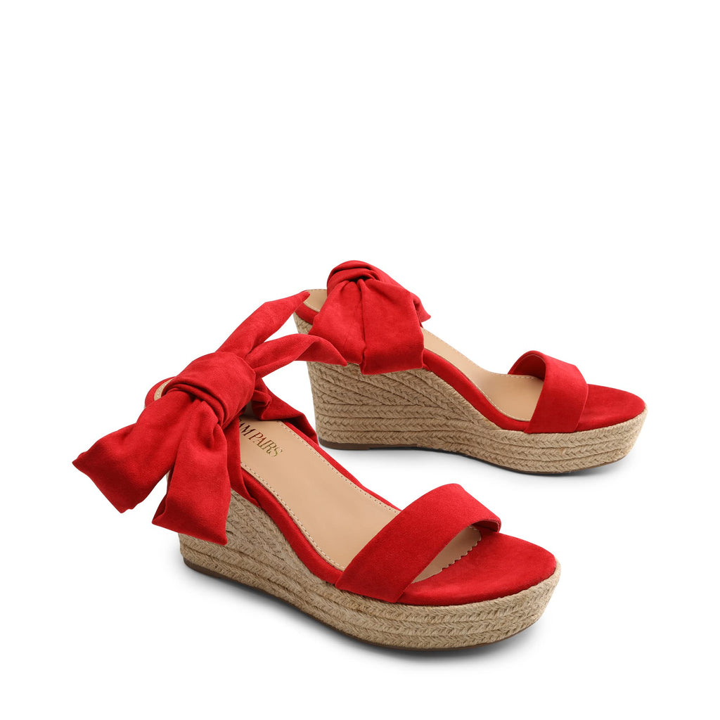 DREAM PAIRS Womens Open Toe Espadrilles Wedges Tie Lace Up Cute Ankle Strap Platform Sandals Dressy Shoes,Size 11,Red,SDPW2301W