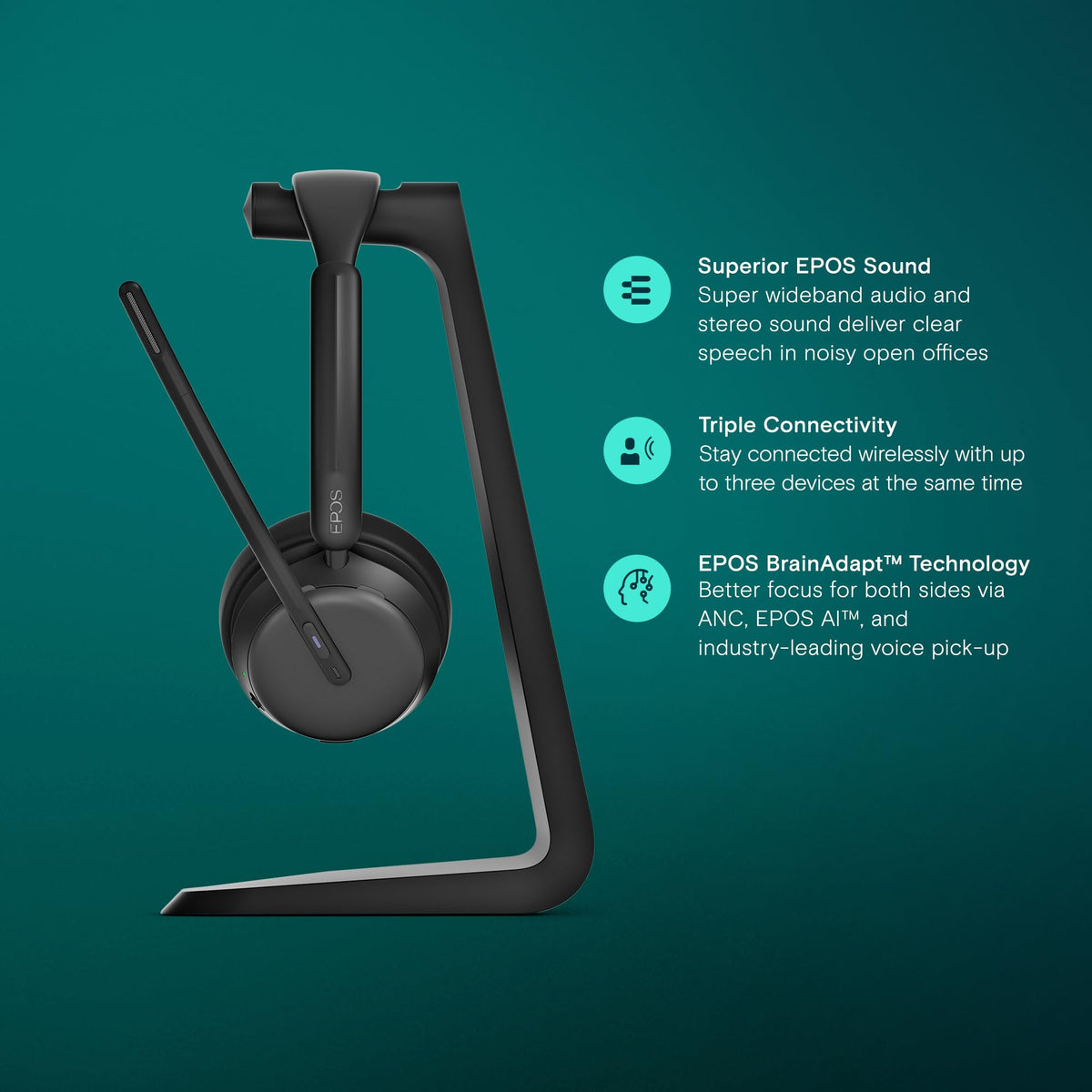 EPOS Impact 1061T ANC - Premium Open Office Headset with Hybrid Adaptive ANC, EPOS AI™ Microphone Technology, and Multipoint Connectivity