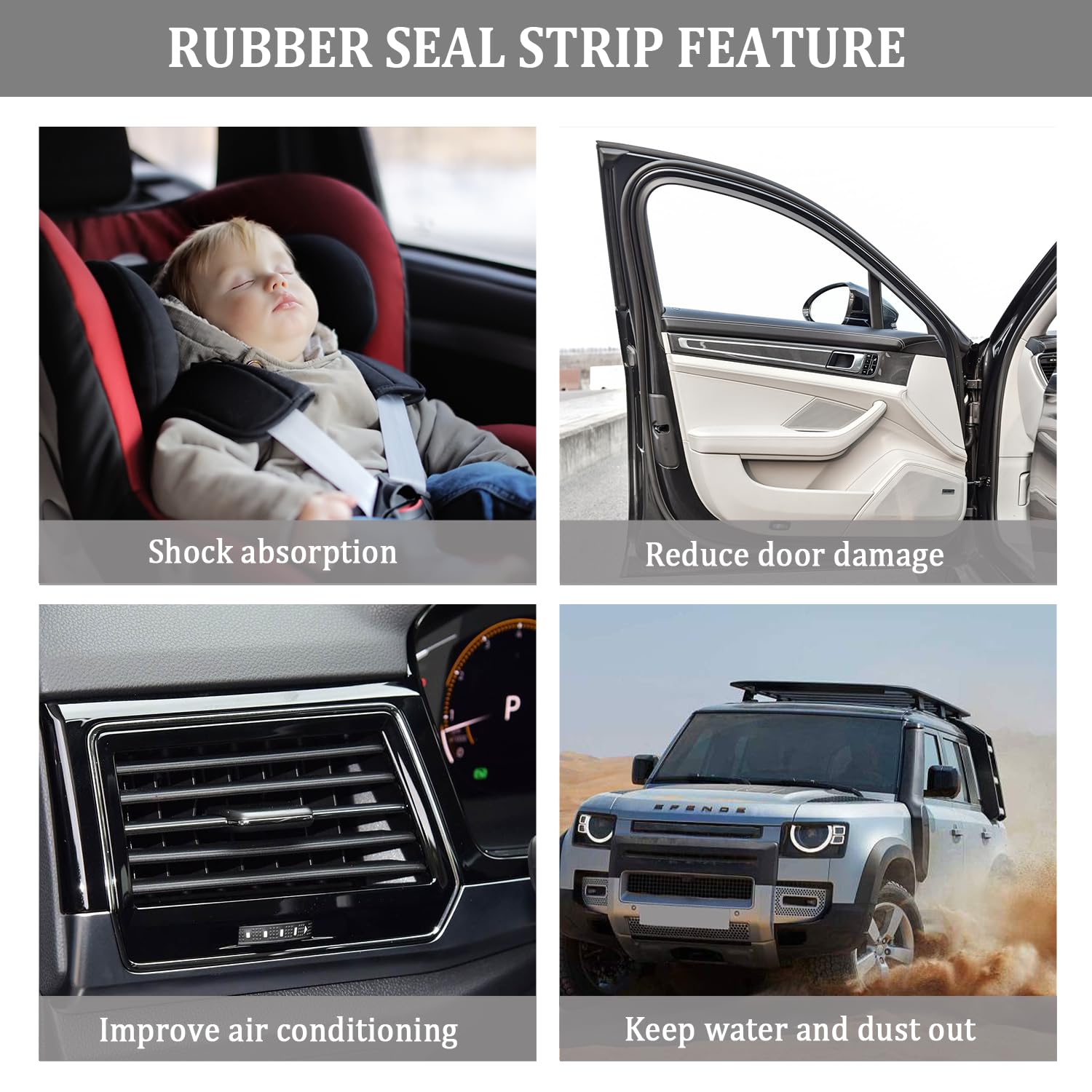 52.5Ft Car Door Seal,Thickened Rubber Automotive Weather Stripping for Hoods,Trunks,Windows,Universal Soundproof Car Weather Stripping Car Accessories for Most Car,Truck,SUV (52.5Ft)